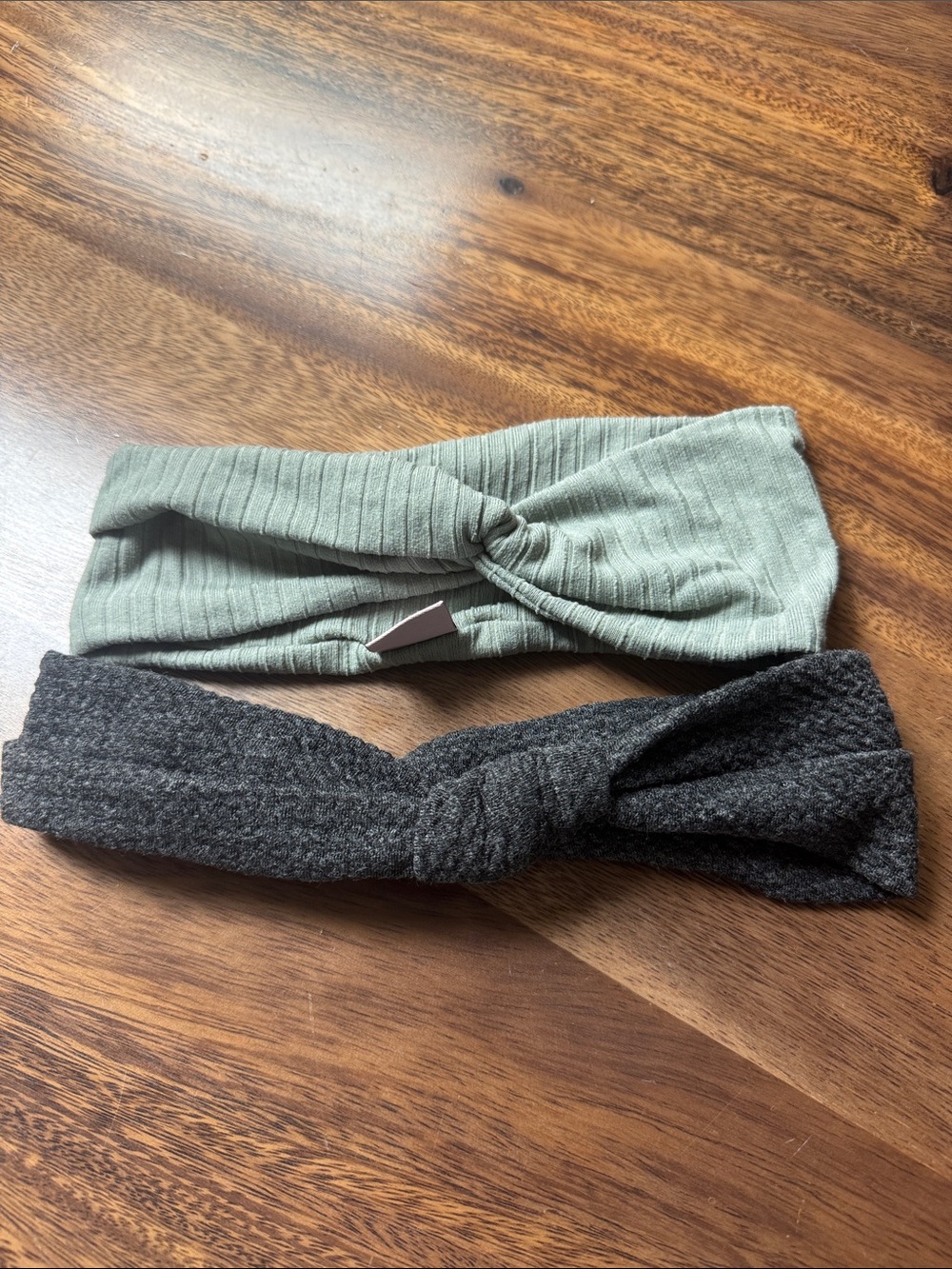 Ribbed Knot Headbands in Sage Green and Charcoal